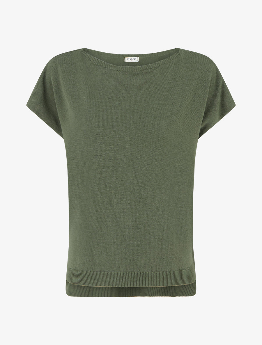 Pull fin uni en maille - Kaki - 1