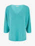Pull fin uni à lignes ajourées - Turquoise - 1