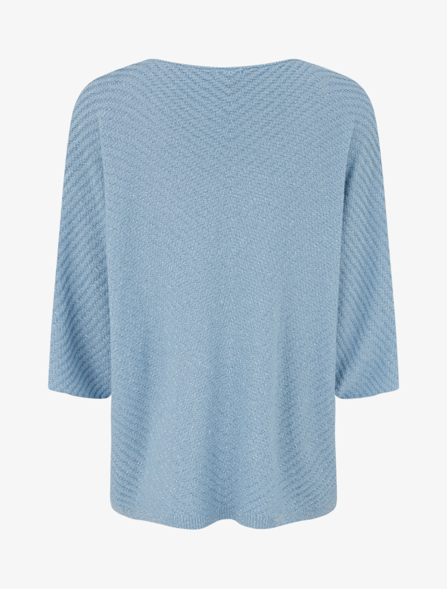 Pull fin irisé à manches 3/4 - Bleu ciel - 2