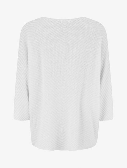 Pull fin irisé à manches 3/4 - Blanc - 2