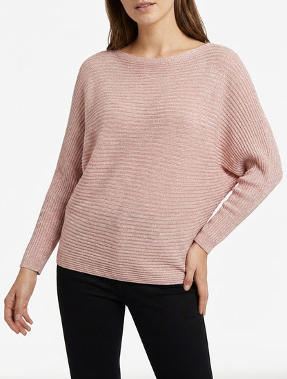 Maglia sottile iridescente a maniche lunghe pipistrello - Rosa