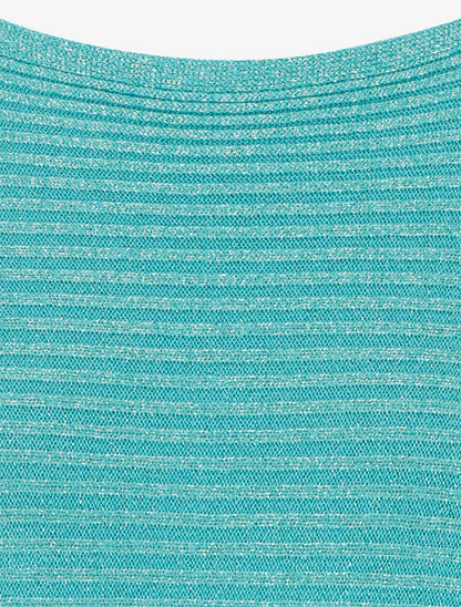 Pull fin irisé à manches longues chauves-souris - Turquoise - 3