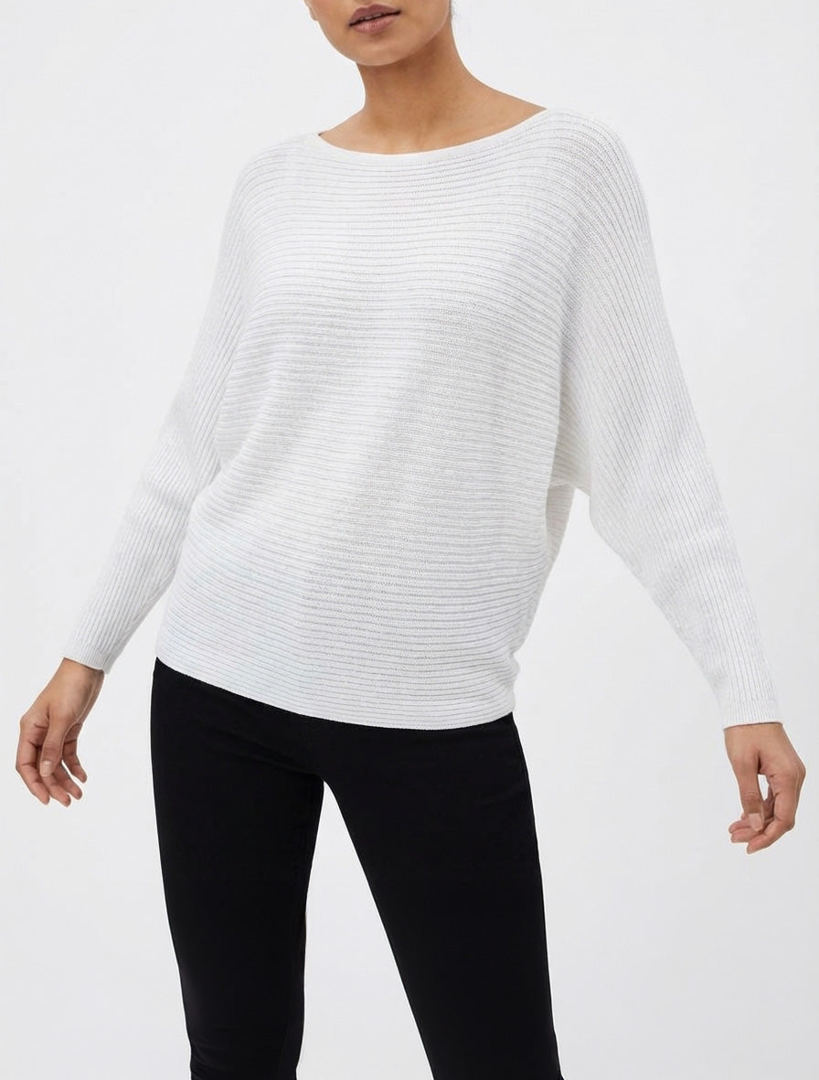 Maglia sottile iridescente a maniche lunghe pipistrello - Bianco