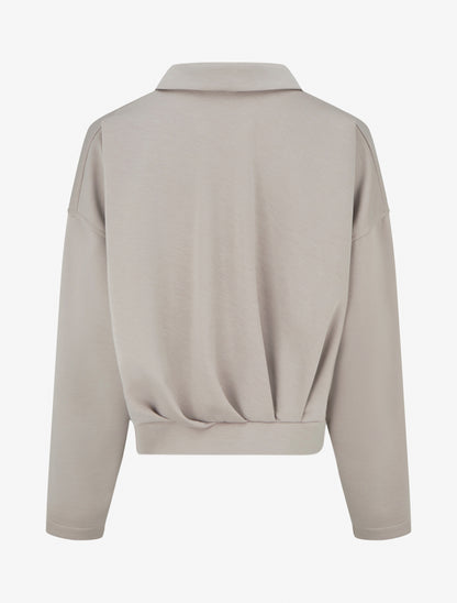 Veste coupe boule zippée effet froncé - Taupe - 2