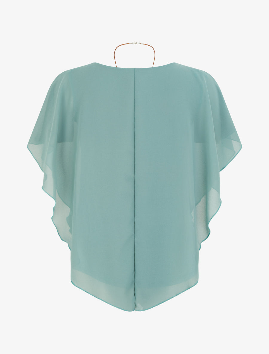 Top droit fluide en voile - Turquoise - 2
