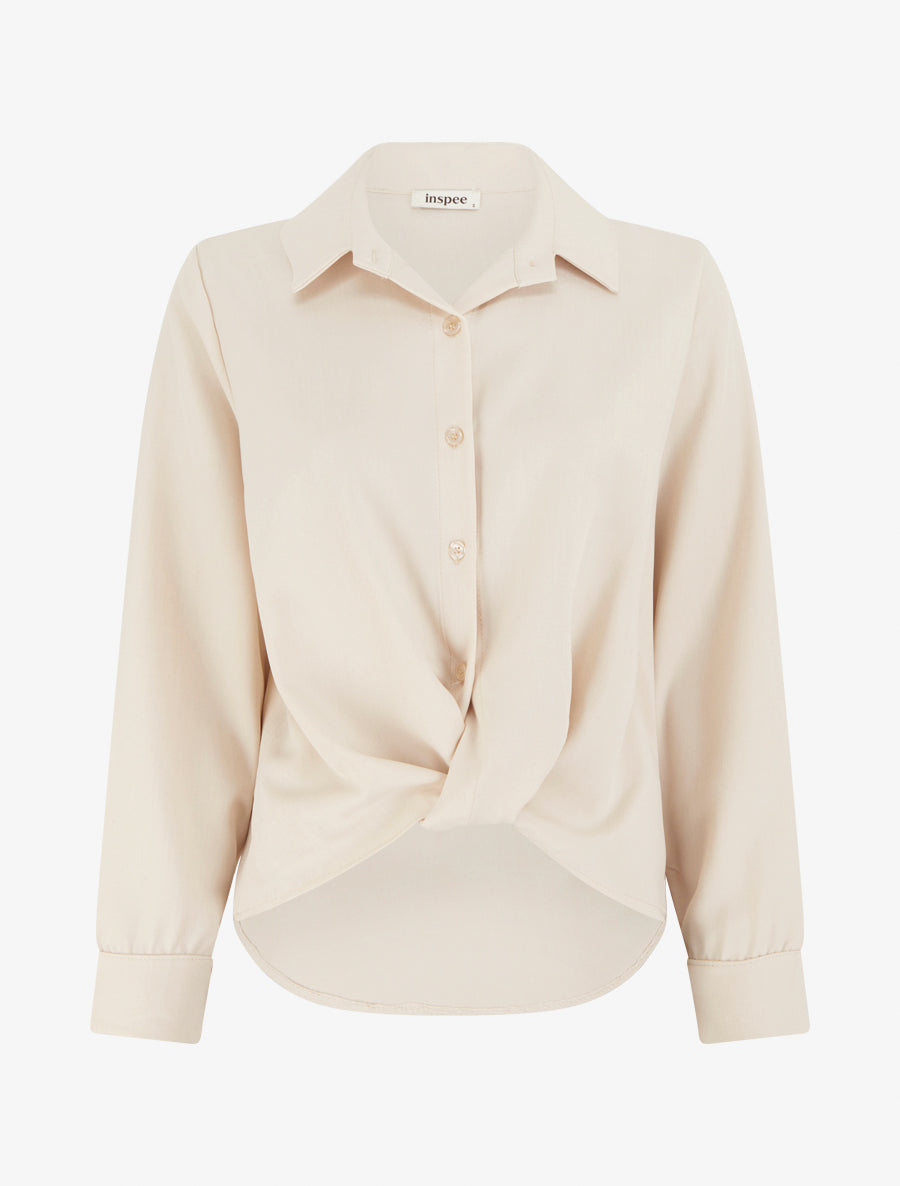 Chemisier noué asymétrique - Beige - 1