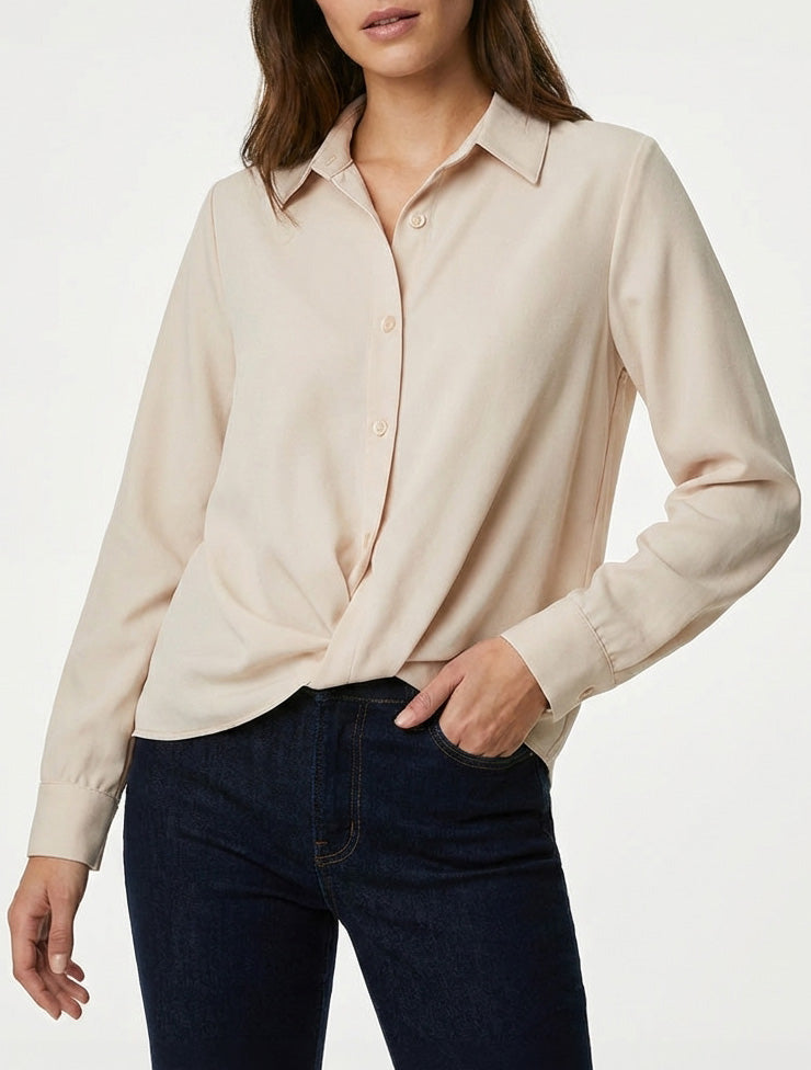 Camicia annodata asimmetrica - Beige