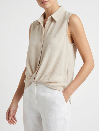 Top fluido effetto annodato - Beige