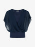 Top uni à manches volantées - Bleu nuit - 1