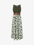 Robe longue à imprimé girafe et bretelles simili - Kaki - 1