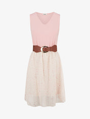 Robe coupe évasée imprimé pois fantaisies - Rose - 1