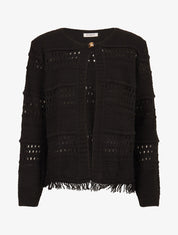 Gilet en maille ajourée à 1 bouton - Noir - 1