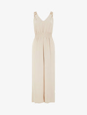 Combinaison unie à bretelles à motif coeurs - Beige - 1