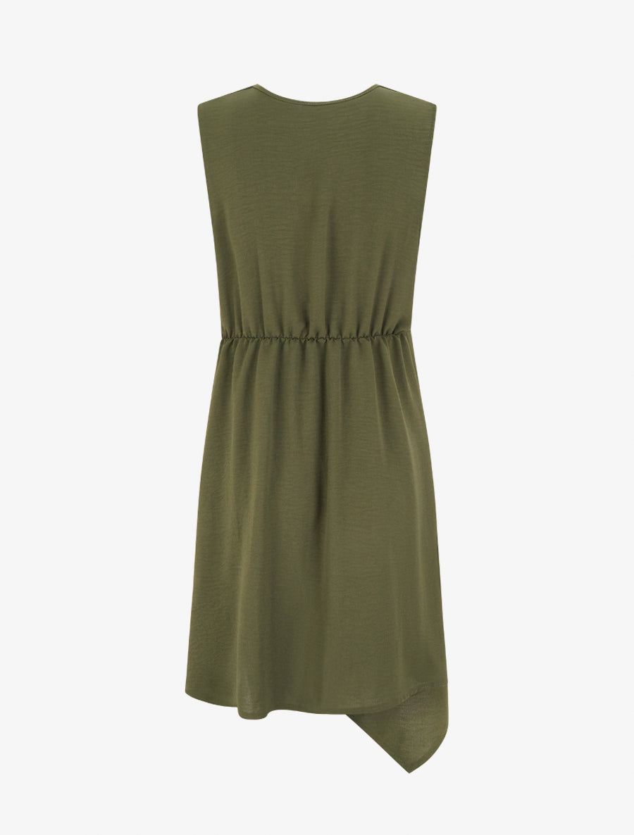 Robe sans manches style portefeuille - Kaki - 2