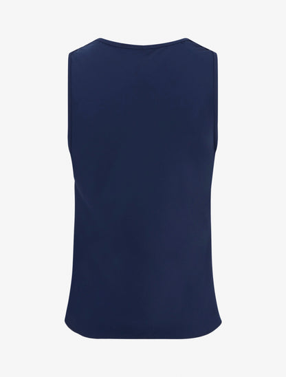 Top sans manches à col bénitier et dentelle - Marine - 2