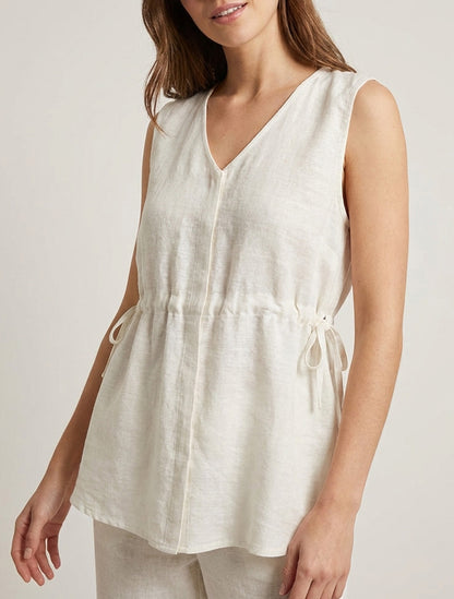 Top fluido con scollo a V - Bianco sporco