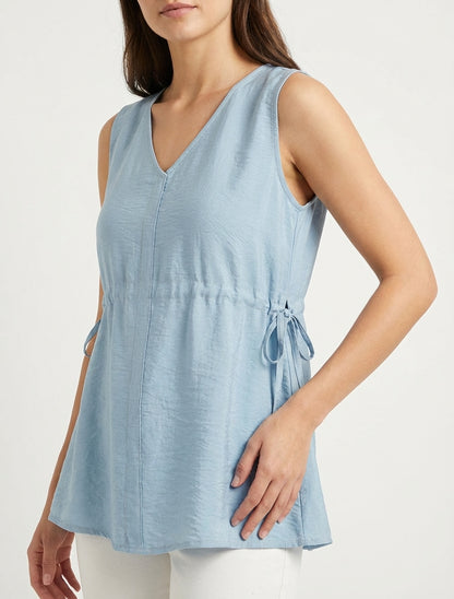 Top fluido con scollo a V - Blu