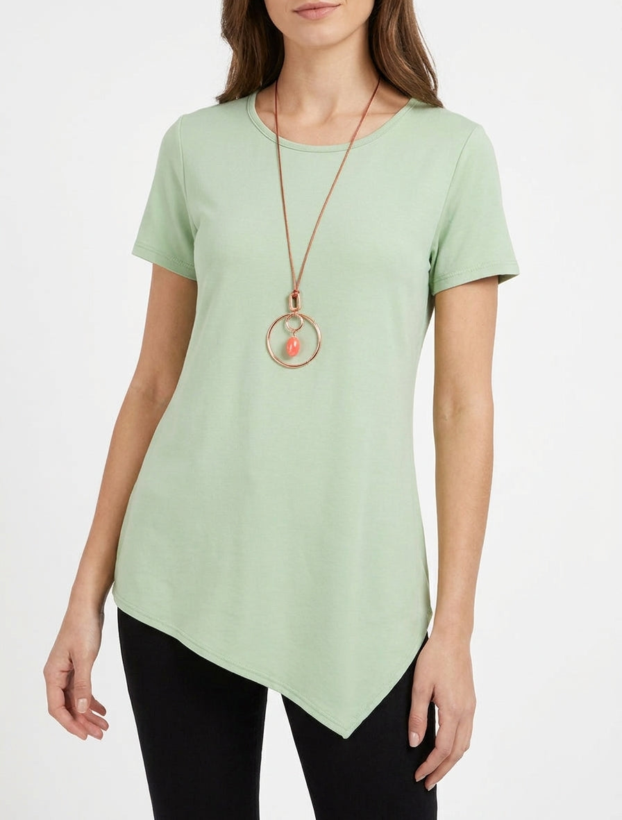 Top a maniche corte con orli asimmetrici - Verde acqua
