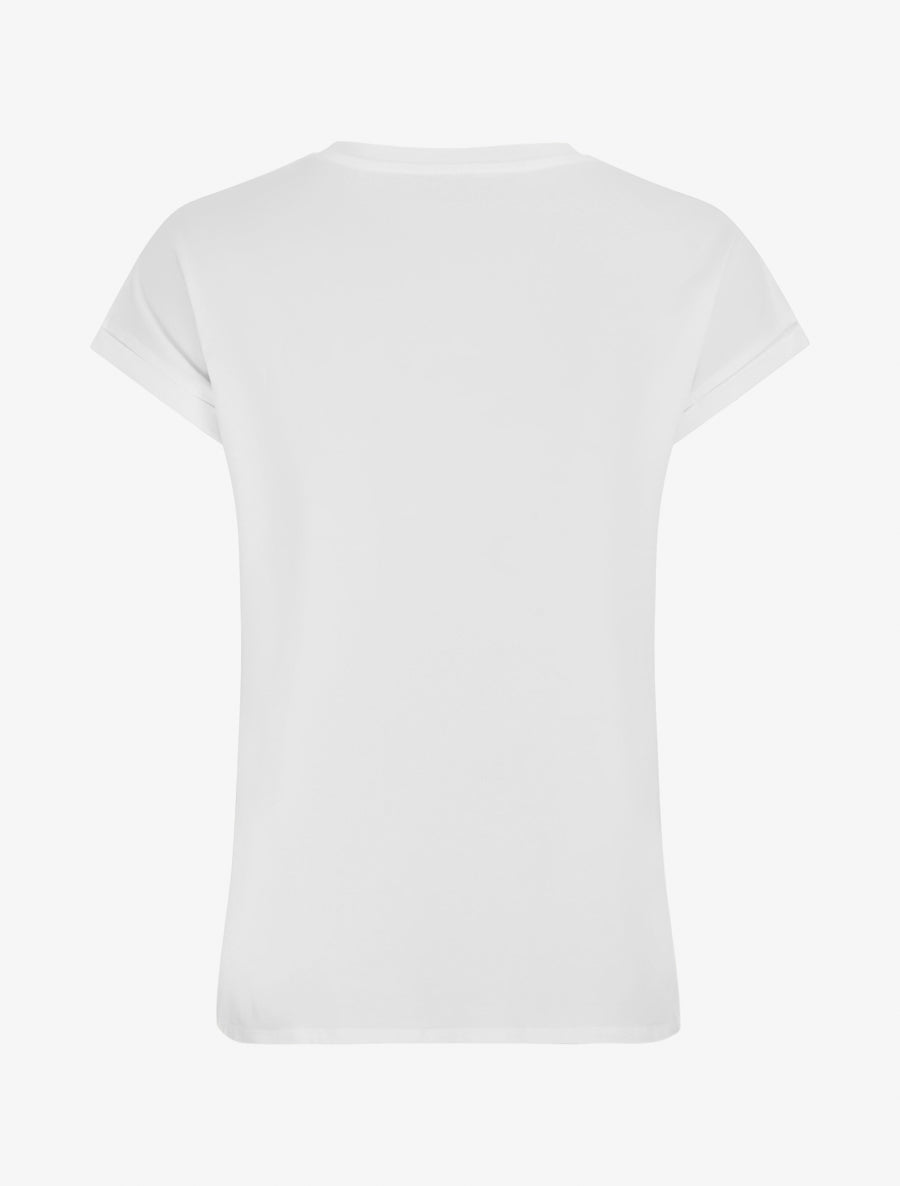 T-shirt à strass et flocage fleur - Blanc - 2