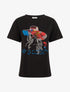 T-shirt à strass motif dame au chapeau - Noir - 1