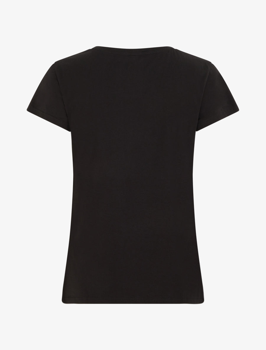 T-shirt à poche plaquée à motif floral - Noir - 2