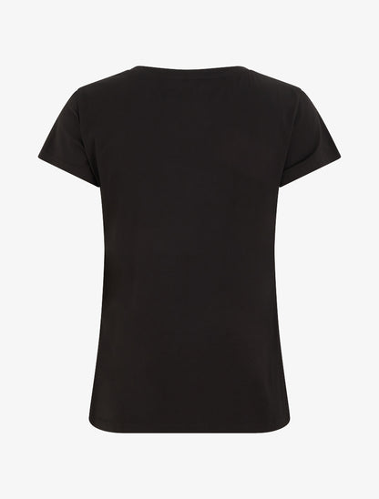 T-shirt à motif chat et parapluie strassé - Noir - 2