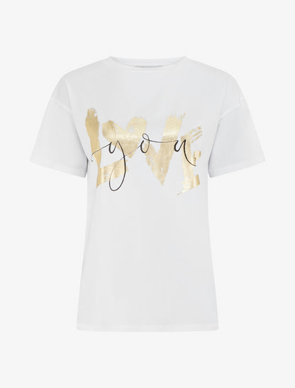 T-shirt manches courtes à message - Blanc - 1