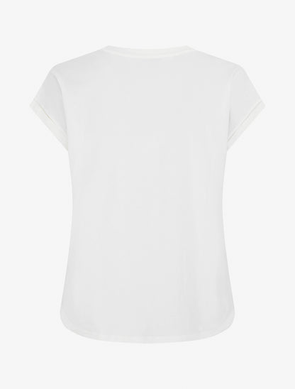 T-shirt floqué et 3 coeurs strassés - Blanc - 2