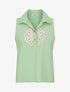 Blouse sans manches à empiècement crochet - Vert pomme - 1