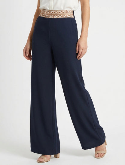 Pantaloni fluidi a vita alta uniti - Marina