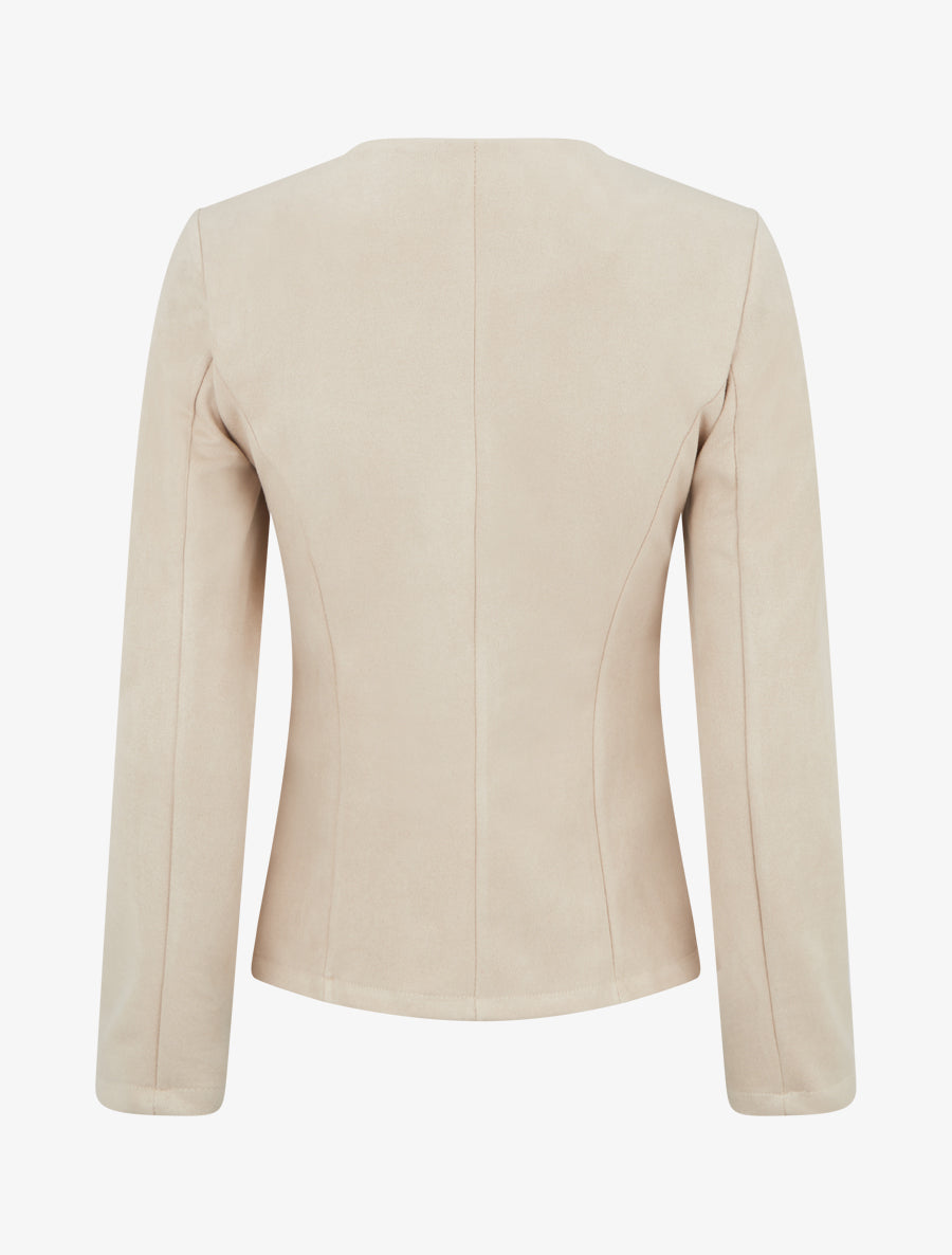 Veste en suédine à poches décoratives zippées - Beige - 2