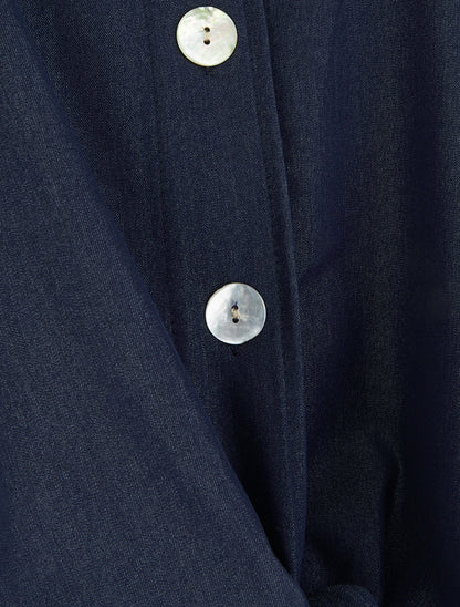 Débardeur à noeud et fines bretelles - Bleu foncé - 3