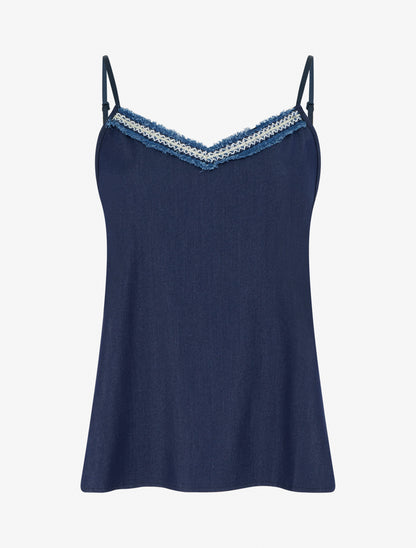 Débardeur à col V brodé - Marine - 1