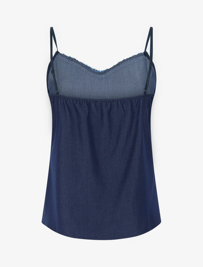 Débardeur à col V brodé - Marine - 2