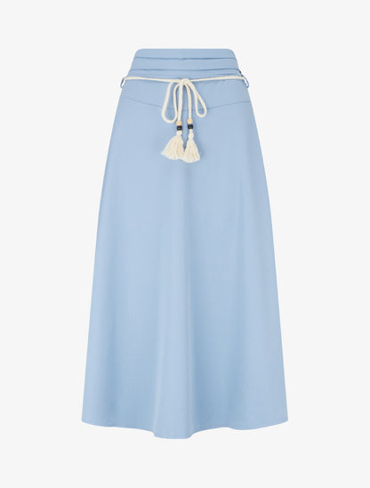 Jupe longue élastiquée à ceinture - Bleu ciel - 1