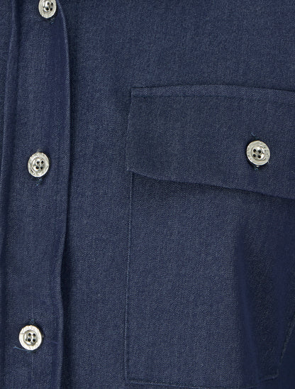 Chemise unie fluide à poches - Bleu brut - 3