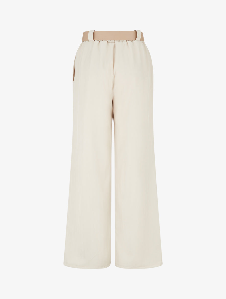 Pantalon ample à motif rayé - Beige - 2