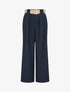 Pantalon uni à passant stylisé - Marine - 1