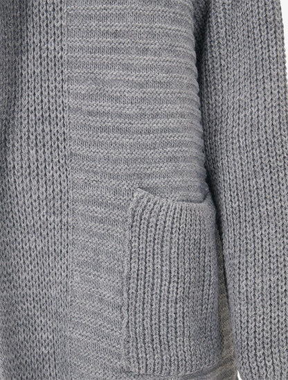 Gilet en maille à capuche - Gris - 3