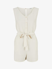 Combishort boutonné sans manches - Beige - 1