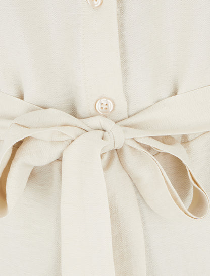 Combishort boutonné sans manches - Beige - 3