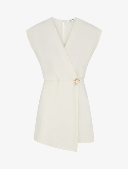 Combishort style robe portefeuille à broche - Beige - 1