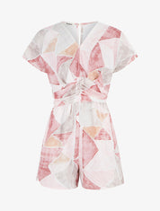 Combishort droit manches courtes imprimé fantaisie - Rose - 1
