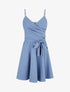Robe patineuse unie à fines bretelles - Bleu - 1