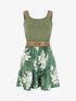 Combishort imprimé floral à bretelles fantaisies - Kaki - 1