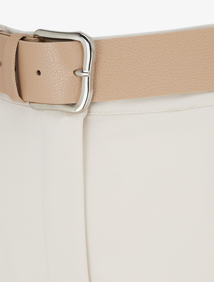 Pantaloni dritti uniti elasticizzati - Beige