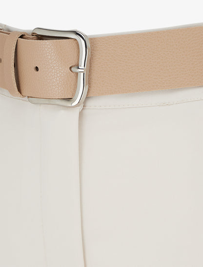 Pantaloni dritti uniti elasticizzati - Beige