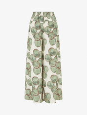 Pantalon élastiqué imprimé cercles - Kaki - 1