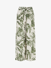 Pantalon élastiqué à imprimé tropical - Kaki - 1