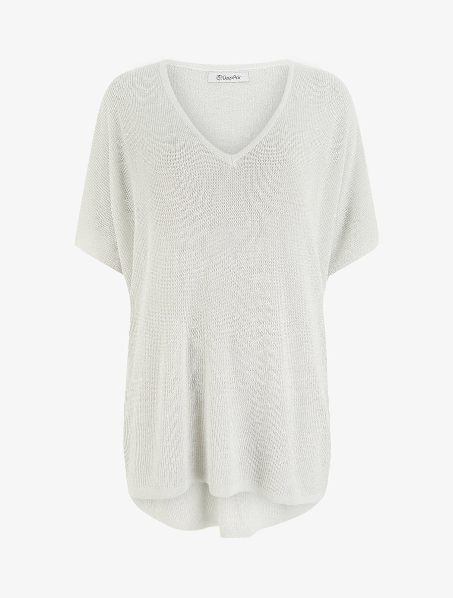 Top ample manches courtes chauve-souris - Blanc - 1